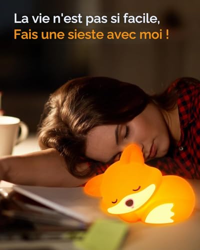 Amaredom Fox Night Light, Cute Fox Lamp, Adjustable Brightness, 20 Min Timer, Ideal for Children's Room - Unique Gift and Adorable Toy [Energy Class A]