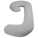 Leachco Snoogle Chic Jersey Total Body Pillow with Replacement Zipper Cover for Easy Use - Heather Gray