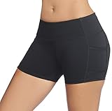 THE GYM PEOPLE Compression Short Yoga Shorts Women Power Flex Running Fitness Shorts with Pockets