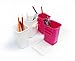 Honla Interlocking Plastic Flatware Caddy Organizer on Tray,Silverware,Cutlery,Utensil Drying Rack Holder for Kitchen Countertop Dining Table Storage,4 Compartment Drainer,Pink and White