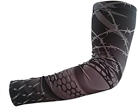 Sports Compression Arm Sleeve - Baseball Football Basketball - Youth and Adult Sizes from Unreal Sportswear (Youth Large, Barb Wire )