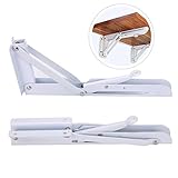 Accessbuy Folding Shelf Bracket Stainless Steel Triangle Wall Mount Support White Heavy Duty Shelf Brackets 2 PCS (10inch)