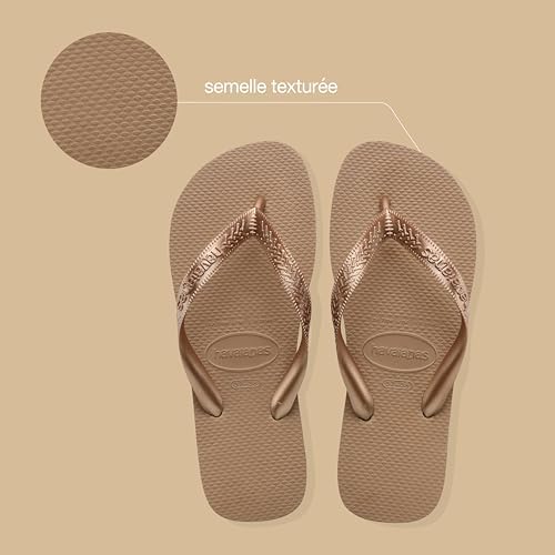 Flip Flop/Tong Brazil, Top Tiras pour Femme, Rose Or. 39/40EU