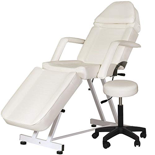 Adjustable Portable Medical/Dental/Spa Chair with Stool Combination, White