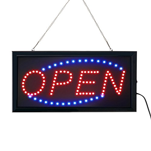 Open LED Neon Sign,LED business open sign advertisement board Electric Display Sign,Light Up Sign 18.9"x9.84" Flashing & Steady light, for business, walls, window, shop, bar, hotel (Model 2) - Thumbnail 6