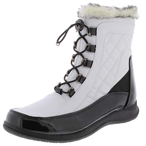 Sporto Womens Jenny Patent Quilted Winter Boots B/W 6 Medium (B,M) White