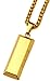 Goldenchen Hip Hop Alloy Square Block Engraved Supreme Pendant Necklace 30 Inch Chain (Gold)