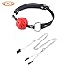 Massage Metal Adjustable Clips & Open Breathable Leather Ball (Red)