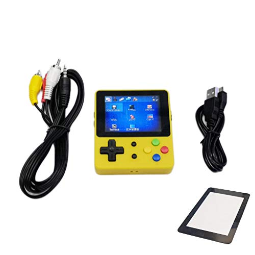 Rumas Handheld Game Console, Portable Game Console 2.6 -inch Screen Linux System Compatible with Multiple Simulators DDRII 128 MB RAM 16 GB of RAM (Yellow)