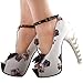 SHOW STORY White Woman Sexy Women Butterfly Print Studs Chain Peeptoe Platform Bone Heel Pumps,LF80631