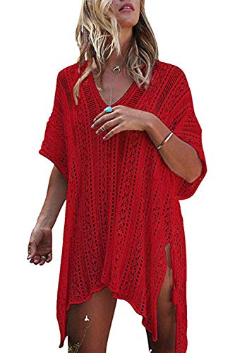 HARHAY Women's Summer Swimsuit Bikini Beach Swimwear Cover up Red