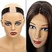 Flexible Lace Wig Grip Band Wig Elastic Bands Women Hair Scarf Velvet Comfort Head Band Adjustable Hook and Loop Fastener with 1 Wig Cap (Brown)