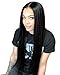 RONGDUOYI Lanting Hair Heat Resistant Fiber Hair Synthetic Wig Mermaid Black Color Silk Straight Synthetic Lace Front Wigs for Women Girls(22inch lace front wig)