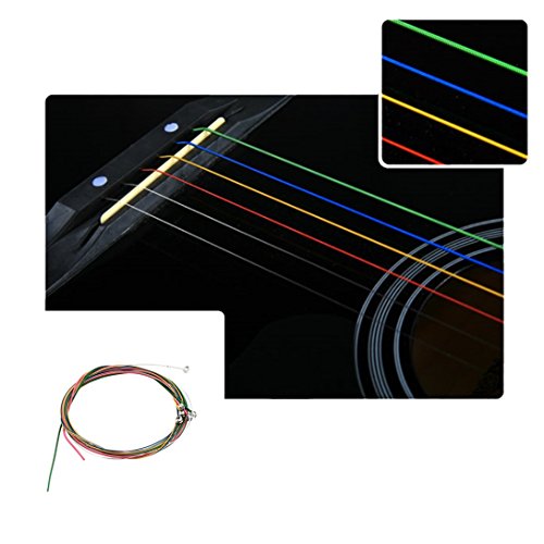 Baynne Colorful 1-6 E B G D A E Rainbow Colorful Strings Set for Acoustic Guitar