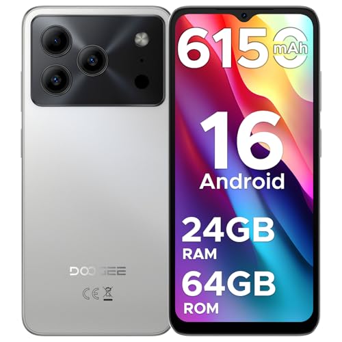 DOOGEESmart Note 56 Mobile Phones, Android 16 Smart Phone, 6150mAh, 8.45mm, 6.56"" HD+ 90Hz, 24GB + 64GB/2TB Android Phones, Dual SIM Unlocked Mobile Phone, Face ID, GPS, OTG, FM