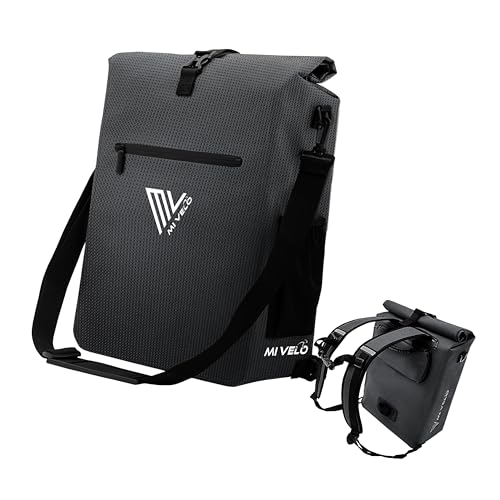 MIVELO Fahrradtasche für Gepäckträger - 3in1 Gepäckträgertasche Rucksack Umhängetasche - 100% wasserdicht und PVC-frei - Tasche für Fahrrad mit heraus