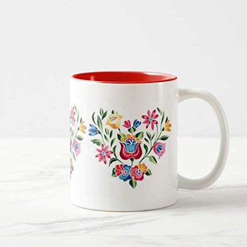 FiuFgyt Opus Hungarian Flower Heart Red Novelty Coffee Mugs for Men Ceramic Mug Funny for Women 11oz