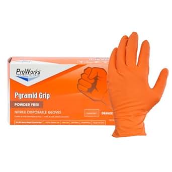 Amazon.com: ProWorks GL-NT107ORFM Pyramid Grip Nitrile