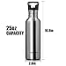 TOPOKO 25 Oz Single Wall Stainless Steel Water Bottle Sports Bottle Flip Top Spout With Nylon Sleeve