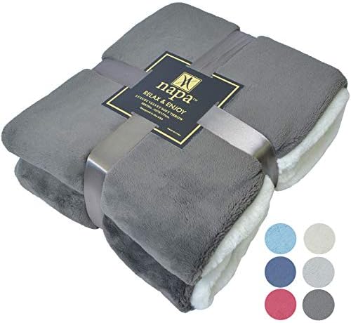 Tirrinia Super Soft Velvet Plush Throw Blanket 50”x 70”, Reversible Fuzzy Solid Blanket, All Season Bed Throw TV Blanket Grey