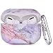 CAGOS Compatible with Airpods Pro Cases, Cute Marble Protective Hard Case Cover Shockproof for Women Girls Men with Keychain for Apple Airpods 3 Charging Case (Light Purple)