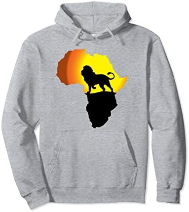 Unisex Africa Hoodie Lion Map Dad South Animals Big Five Safari Small Heather Grey