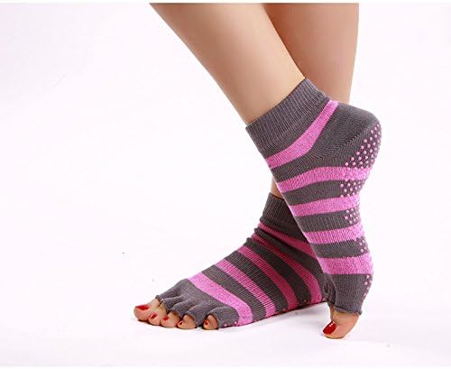 HuaQi Yoga Socks Toeless Pilates Gym Grip Non Skid Non Slip Socks, Half-Toe Sock