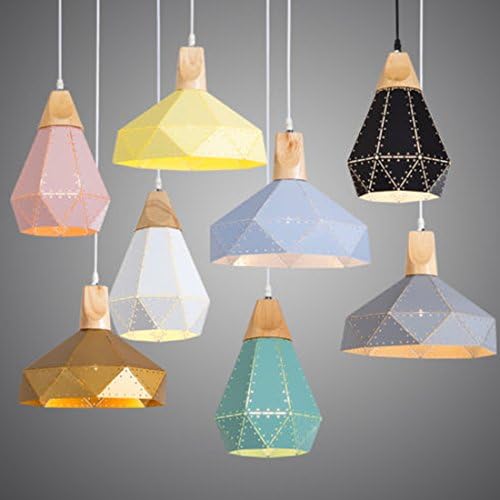 Nordic Iron Diamond Chandelier Wood Color Bar Restaurant Chandelier Bedroom Living Room Study Lighting (Malm Grey, B)