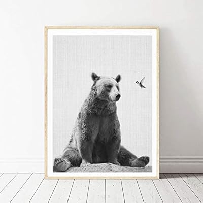 Wpfzh Canvas Decorative Painting Woodland Animal Bear Paintings Nursery Wall Art Decor Black And White Baby Animals Canvas Painting Cute Bear Nursery Paintings 50x70cm Buy Online At Best Price In Uae Amazon Ae