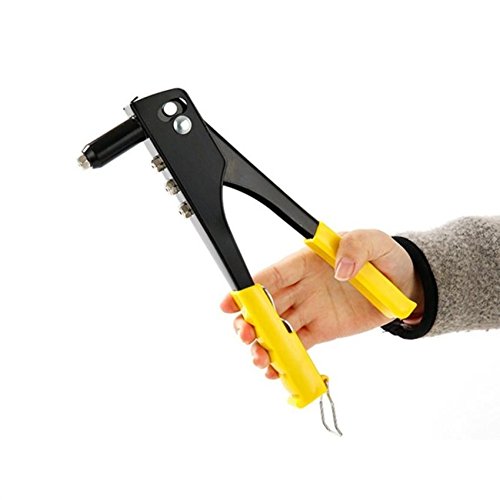 Riveters Gun, Blind Rivets Pop Rivet Gun Kit, Hand Repair Tools Riveter, Heavy Duty Riveting Tool with Rivet Heads and Wrench, Rrivnut Gun for Metal, Wooden and Plastic Yellow