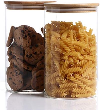 Tall Airtight Glass Jars - Wide Mouth Food Storage Containers with Leak Proof Lid Ideal Kitchen Accessories for Cookies, Flour, Dry Food Storage(2 Pack - 64oz)