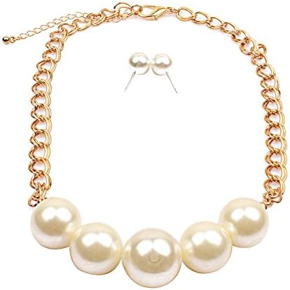 ZAKI L'vow Elegant Women Lady Created Pearls Necklace Earring Set (style 5)