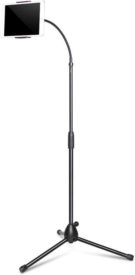 Retractable Adjustable Cell Phone Tall Tripod Stand Holder Floor Stand Up to 1.7m Lazy Stand Tablet Universal Extendable Tripod Stand (Black)