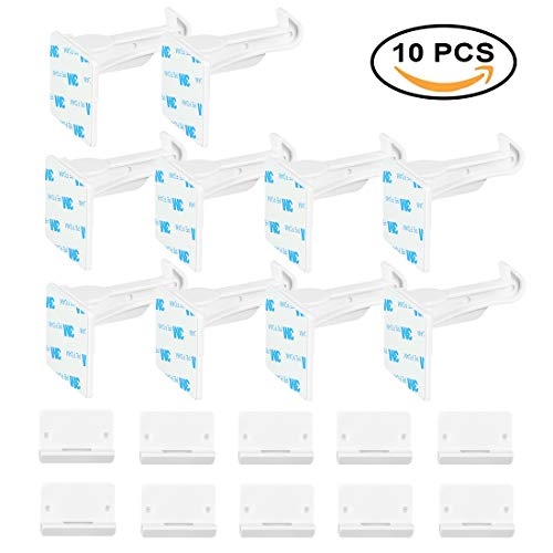 Child Safety Cabinet Locks latches, Babepai 10pcs Child Proof Cabinet Locks, 3M Adhesive, Invisible No Tools or Drilling Needed for Drawers,Cupboard,Closets