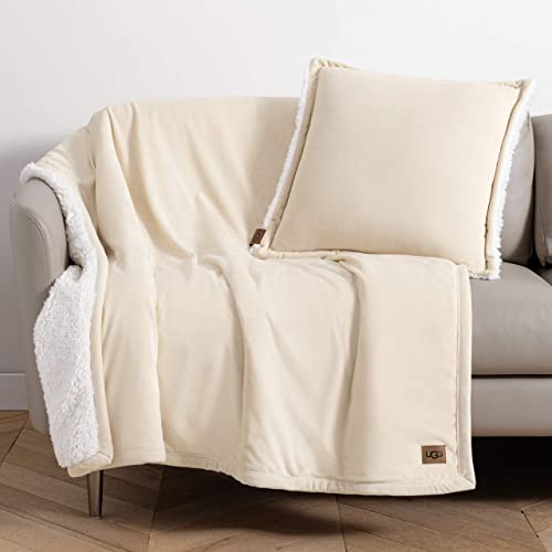 UGG Bliss Sherpa Throw Blanket Plush Oversized Reversible Accent