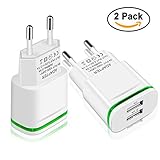 European Plug Adapter, Niluoya Universal Travel Charger 2-Pack 2.1A/5V Europe Dual USB Wall Charger Power Adapter for iPhone X 8/7/6/6S Plus 5S, iPad, Samsung Galaxy S8/S7/S6 Edge, HTC, LG, Moto
