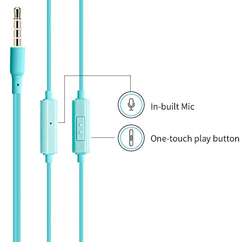 MINISO Colorful Music Earphone in-Ear Headphones with Microphone, Comfortable Earbuds Cute Earphones for Mobile Smartpho