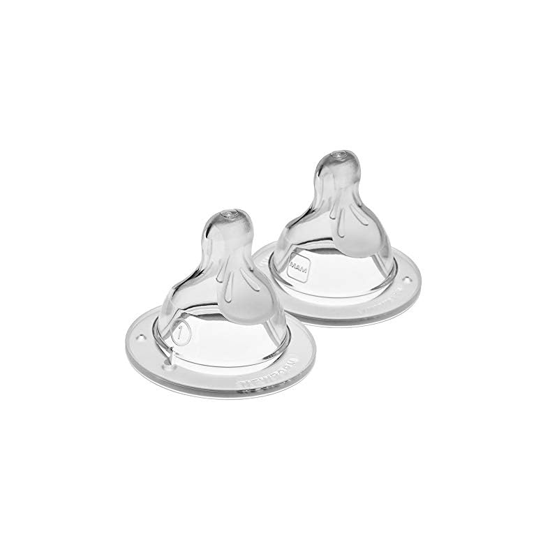MAM Bottle Nipples Slow Flow Nipple Level 1, for Newborns and Older, SkinSoft Silicone Nipples for Baby Bottles, Fits…