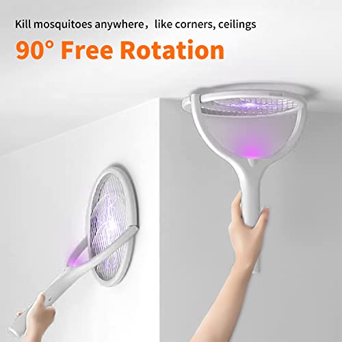 Dailytop Electric Fly Swatter, Rotatable Indoor Bug Zapper Racket, USB