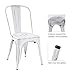 Devoko Metal Indoor-Outdoor Chairs Distressed Style Kitchen Dining Chairs Stackable Side Chair with Back Set of 4 (White)