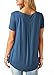 onlypuff Short Sleeve Tunic Tops for Women Fit Flare Solid Colors Ruffle Vneck Buttons Navy Blue XL