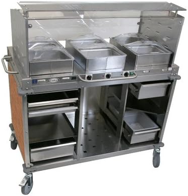 Mobile Hot Buffet Cart with Sneeze Guard Color: Flame Soapstone Red, Steam Pans Size: 4" H