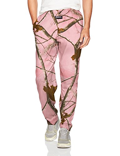 Zubaz Men's Camo Printed Athletic Lounge Pants, Realtree Pink, XS