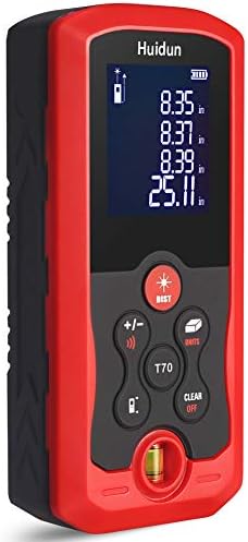 Huidun Digital Laser Measure 229 Ft Hand-Held Laser Distance Meter with Mute Function Large LCD Backlight Display Measure Distance, Area, Volume, Pythagorean Mode, Battery Included (70M)