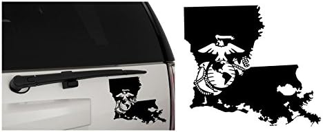 United States Marine Corps (USMC) Eagle, Globe and Anchor (EGA) 50 States Vinyl Decal Sticker, Premium Matte Vinyl, Louisiana, Matte Black, W 4" H 3.6"