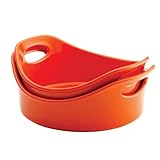 Rachael Ray Stoneware 2-Piece Bubble & Brown Round Baker Set, Orange