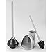 mDesign Compact Plastic Toilet Bowl Brush and Plunger Combo Set with Holder - Caddy for Bathroom Storage - Sturdy, Heavy Duty, Deep Cleaning - Silver/Brushed