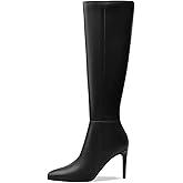 MOTIMODEN Women's Knee High Boots Women Mid Heel Pointed Toe Tall Boots for Women High Heel Side Zipper with Buckle Bow Knots Long Boots for Fall Winter for Fall Winter