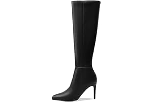 MOTIMODEN Women's Knee High Boots Women Mid Heel Pointed Toe Tall Boots for Women High Heel Side Zipper with Buckle Bow Knots Long Boots for Fall Winter for Fall Winter