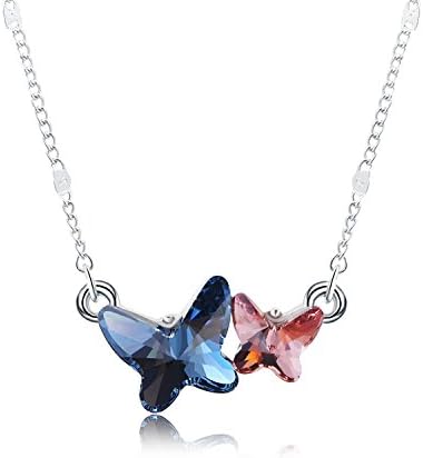 HERLINA Elegant Butterfly Pendant Necklaces for Women's Made with Swarovski Crystals Jewelry, Chain 18 inch